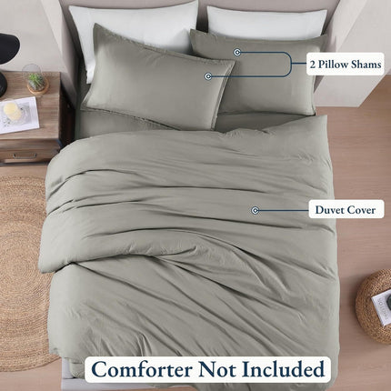 Hotel Soft Microfiber Duvet Cover Set-2000TC Quilt Cover Set & Pillowcases -1 Donna Cover Zipper Closure & 1 x Pillowcases-Breathable Bedding - Wrinkle, Fade, Stain Resistant(Grey,Super King)