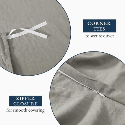 Hotel Soft Microfiber Duvet Cover Set-2000TC Quilt Cover Set & Pillowcases -1 Donna Cover Zipper Closure & 1 x Pillowcases-Breathable Bedding - Wrinkle, Fade, Stain Resistant(Grey,Super King)