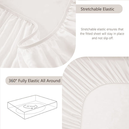Hotel Soft Bed Sheet Set- Bedding Sheets & Pillowcases -Breathable Bedding - Wrinkle, Fade, Stain Resistant-Deep Pocket Flat Fitted Bed Sheet Set(White,Double)