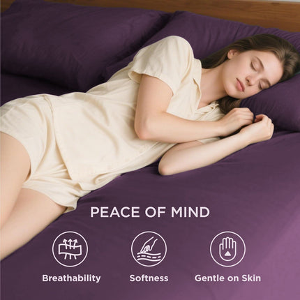 Hotel Soft Bed Sheet Set- Bedding Sheets & Pillowcases -Breathable Bedding - Wrinkle, Fade, Stain Resistant-Deep Pocket Flat Fitted Bed Sheet Set(Purple,Double)