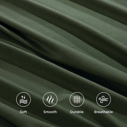 4 Piece Bed Sheet Set- Bedding Sheets & Pillowcases -Breathable Bedding - Wrinkle, Fade, Stain Resistant-Deep Pocket Flat Fitted Bed Sheet Set(Olive green,Queen)