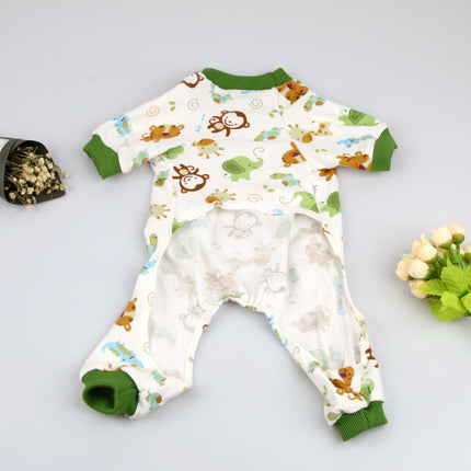 Haji Cotton Pet Four Legged Clothes Green Monkey pajamas S Size: S; Neck (cm): 24-28; Bust (cm): 32-38; Back length (cm): 22-25; Recommended pet weight (kg): 2.5 - 4.5