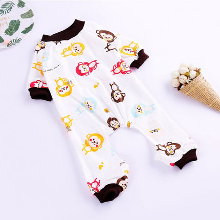 Haji Cotton Pet Four Legged Clothes Big Monkey pajamas Size: M; Neck (cm): 28-32; Bust (cm): 38-44; Back length (cm): 26-30; Recommended pet weight (kg): 4.5 - 7.0