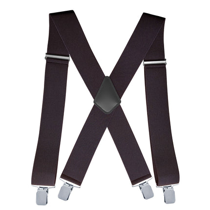 Jill Cool 5cm Men Elastic Polyester Suspenders 4 Clips 5.0 four-clip-coffee Size: one size(adjustable); Product type: suspenders; Size reference: width: 2.5cm - 3.5cm; length: 90cm - 120cm (stretchable)