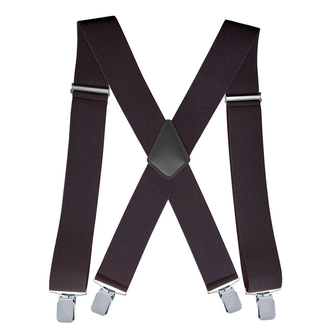 Jill Cool 5cm Men Elastic Polyester Suspenders 4 Clips 5.0 four-clip-coffee Size: one size(adjustable); Product type: suspenders; Size reference: width: 2.5cm - 3.5cm; length: 90cm - 120cm (stretchable)