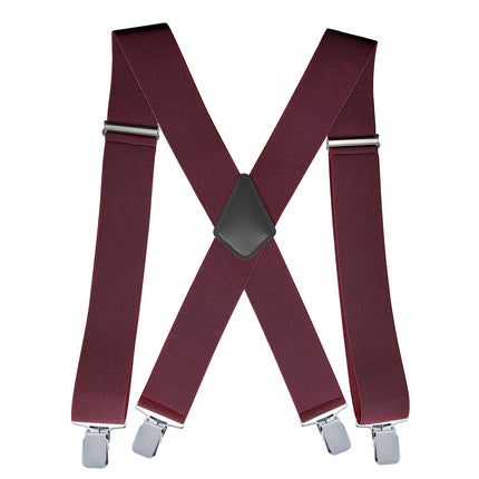 Jill Cool 5cm Men Elastic Polyester Suspenders 4 Clips 5.0 four clips-wine red Size: one size(adjustable); Product type: suspenders; Size reference: width: 2.5cm - 3.5cm; length: 90cm - 120cm (stretchable)