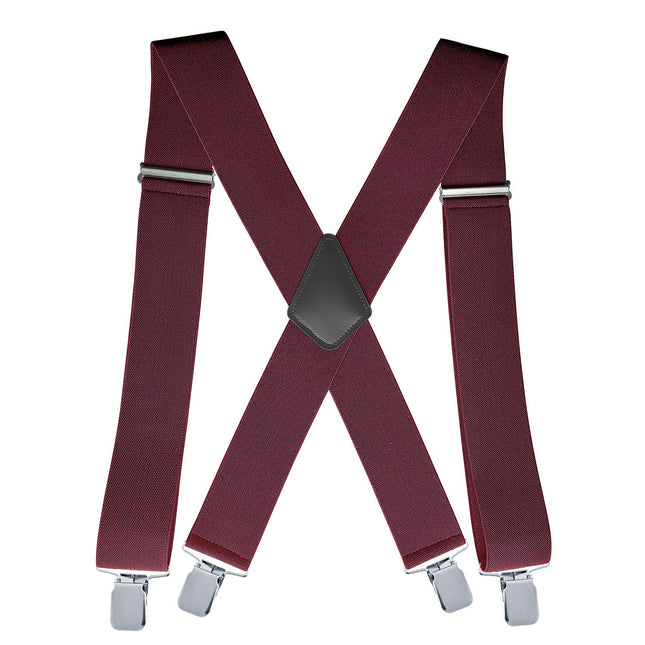 Jill Cool 5cm Men Elastic Polyester Suspenders 4 Clips 5.0 four clips-wine red Size: one size(adjustable); Product type: suspenders; Size reference: width: 2.5cm - 3.5cm; length: 90cm - 120cm (stretchable)