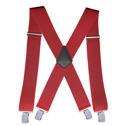 Jill Cool 5cm Men Elastic Polyester Suspenders 4 Clips 5.0 four clips-dark red Size: one size(adjustable); Product type: suspenders; Size reference: width: 2.5cm - 3.5cm; length: 90cm - 120cm (stretchable)