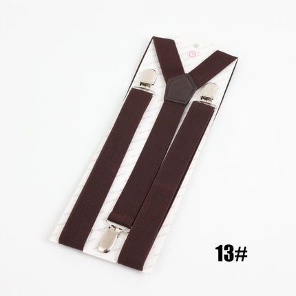 Clockwise 3 Clip Suspenders Unisex Adjustable Polyester Coffee Size: one size(adjustable); Product type: suspenders; Size reference: width: 2.5cm - 3.5cm; length: 90cm - 120cm (stretchable)
