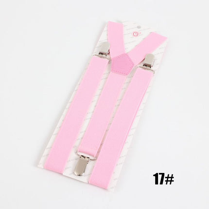 Clockwise 3 Clip Suspenders Unisex Adjustable Polyester Pink Size: one size(adjustable); Product type: suspenders; Size reference: width: 2.5cm - 3.5cm; length: 90cm - 120cm (stretchable)