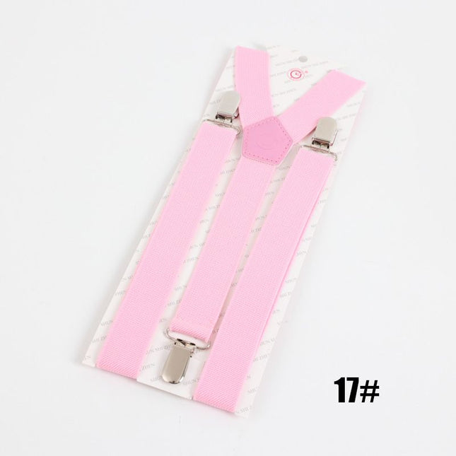 Clockwise 3 Clip Suspenders Unisex Adjustable Polyester Pink Size: one size(adjustable); Product type: suspenders; Size reference: width: 2.5cm - 3.5cm; length: 90cm - 120cm (stretchable)