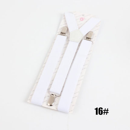 Clockwise 3 Clip Suspenders Unisex Adjustable Polyester White Size: one size(adjustable); Product type: suspenders; Size reference: width: 2.5cm - 3.5cm; length: 90cm - 120cm (stretchable)