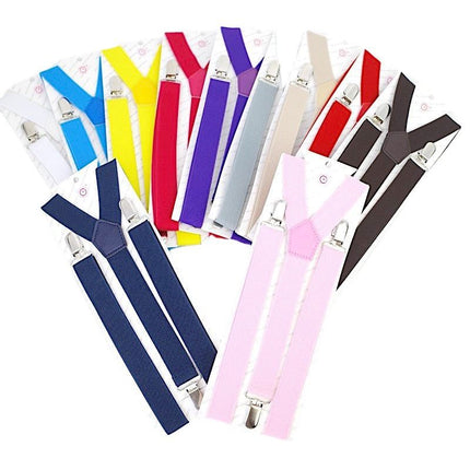 Clockwise 3 Clip Suspenders Unisex Adjustable Polyester White Size: one size(adjustable); Product type: suspenders; Size reference: width: 2.5cm - 3.5cm; length: 90cm - 120cm (stretchable)