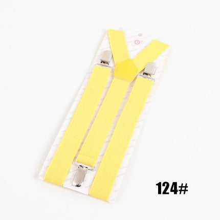 Clockwise 3 Clip Suspenders Unisex Adjustable Polyester Yellow Size: one size(adjustable); Product type: suspenders; Size reference: width: 2.5cm - 3.5cm; length: 90cm - 120cm (stretchable)