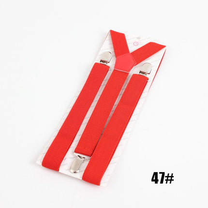 Clockwise 3 Clip Suspenders Unisex Adjustable Polyester Red Size: one size(adjustable); Product type: suspenders; Size reference: width: 2.5cm - 3.5cm; length: 90cm - 120cm (stretchable)