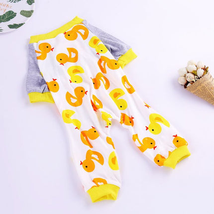 Haji Cotton Pet Four Legged Clothes Yellow Duck Size: L; Neck (cm): 32-38; Bust (cm): 44-50; Back length (cm): 31-35; Recommended pet weight (kg): 7.0 - 10.0