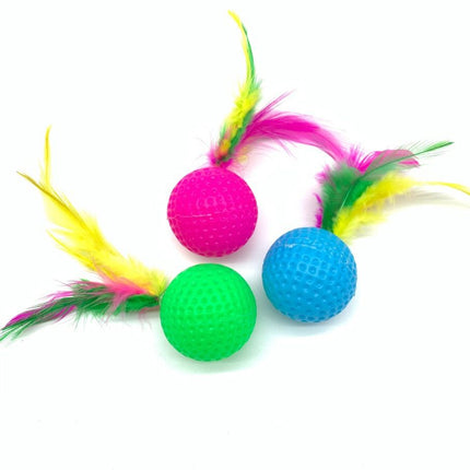 Cat Toy Ball Plastic Sound Golf Badminton Color mixing 3.5*12cm