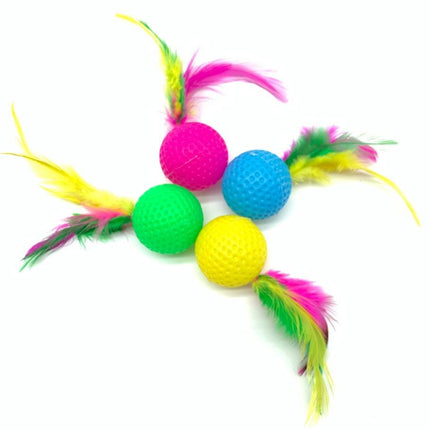 Cat Toy Ball Plastic Sound Golf Badminton Color mixing 3.5*12cm