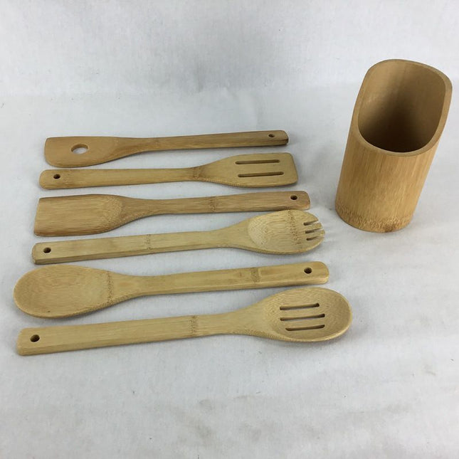 Bamboo Utensil Set Xiao Zhuyang 5 Piece Kitchen Tools Oval mixing spoon 30*6*2.5