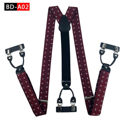 Qimulan Men's Y-Style 6 Clip Adjustable Polyester... BD-A02 Size: one size(adjustable); Product type: suspenders; Size reference: width: 2.5cm - 3.5cm; length: 90cm - 120cm (stretchable)