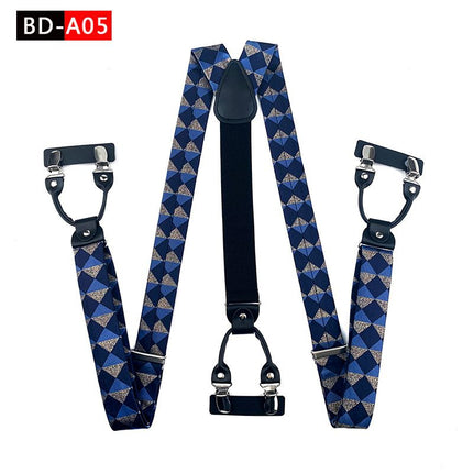Qimulan Men's Y-Style 6 Clip Adjustable Polyester... BD-A05 Size: one size(adjustable); Product type: suspenders; Size reference: width: 2.5cm - 3.5cm; length: 90cm - 120cm (stretchable)