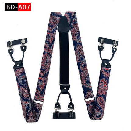 Qimulan Men's Y-Style 6 Clip Adjustable Polyester... BD-A07 Size: one size(adjustable); Product type: suspenders; Size reference: width: 2.5cm - 3.5cm; length: 90cm - 120cm (stretchable)