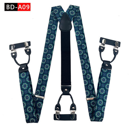Qimulan Men's Y-Style 6 Clip Adjustable Polyester... BD-A09 Size: one size(adjustable); Product type: suspenders; Size reference: width: 2.5cm - 3.5cm; length: 90cm - 120cm (stretchable)