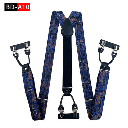Qimulan Men's Y-Style 6 Clip Adjustable Polyester... BD-A10 Size: one size(adjustable); Product type: suspenders; Size reference: width: 2.5cm - 3.5cm; length: 90cm - 120cm (stretchable)