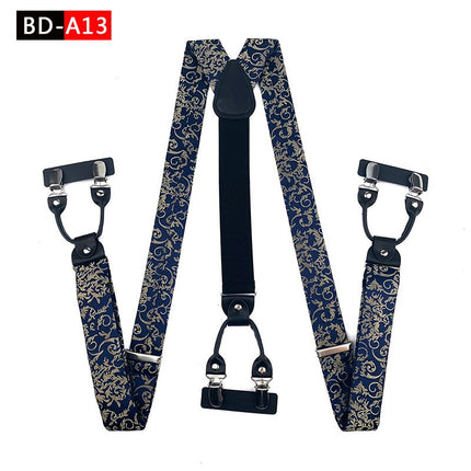 Qimulan Men's Y-Style 6 Clip Adjustable Polyester... BD-A13 Size: one size(adjustable); Product type: suspenders; Size reference: width: 2.5cm - 3.5cm; length: 90cm - 120cm (stretchable)