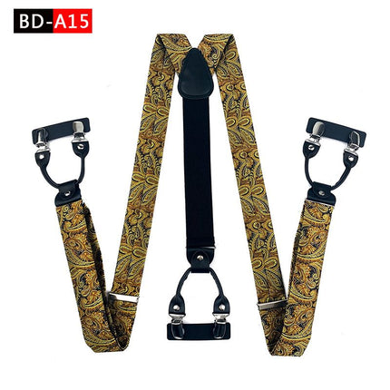 Qimulan Men's Y-Style 6 Clip Adjustable Polyester... BD-A15 Size: one size(adjustable); Product type: suspenders; Size reference: width: 2.5cm - 3.5cm; length: 90cm - 120cm (stretchable)