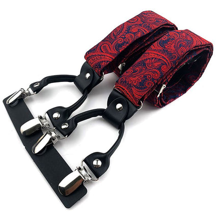 Qimulan Men's Y-Style 6 Clip Adjustable Polyester... BD-A19 Size: one size(adjustable); Product type: suspenders; Size reference: width: 2.5cm - 3.5cm; length: 90cm - 120cm (stretchable)