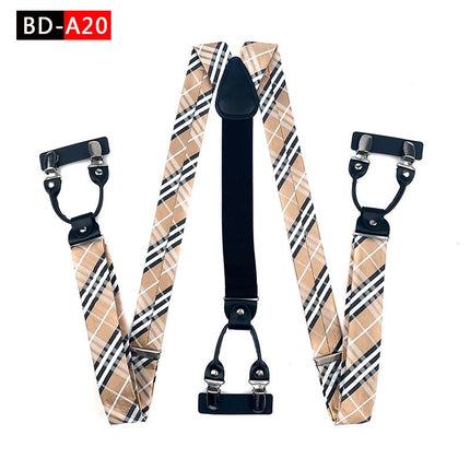 Qimulan Men's Y-Style 6 Clip Adjustable Polyester... BD-A20 Size: one size(adjustable); Product type: suspenders; Size reference: width: 2.5cm - 3.5cm; length: 90cm - 120cm (stretchable)