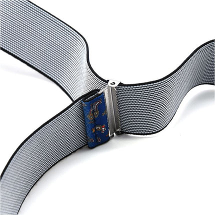 VSKATIE Suspenders 4 Clips Polyester Adjustable Diamond lattice MBD8501LX +120cm Size: one size(adjustable); Product type: suspenders; Size reference: width: 2.5cm - 3.5cm; length: 90cm - 120cm (stretchable)