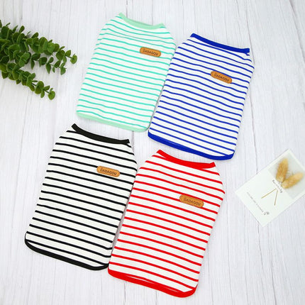 DADAGOU Dog Vest Cotton Striped Casual Pet Clothing 21 Casual Striped Vest-Black XXL