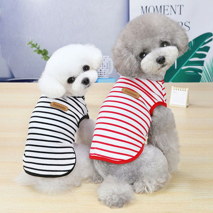 DADAGOU Dog Vest Cotton Striped Casual Pet Clothing 21 Casual Striped Vest-Black XXL