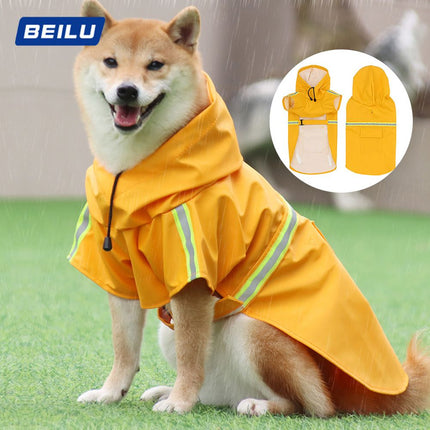 Belu Waterproof Reflective Dog Raincoat Hooded PU Yellow 3XL (14.00 kg-24.00 kg