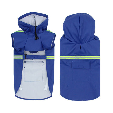 Belu Waterproof Reflective Dog Raincoat Hooded PU Dark Blue 4XL (24.00 kg-32.50 kg