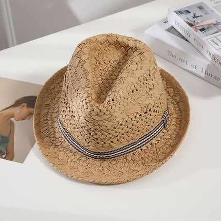 Straw Hat Summer Sun Protection Khaki Children 52-54cm