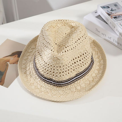 Straw Hat Summer Sun Protection Khaki Beige Children 52-54cm