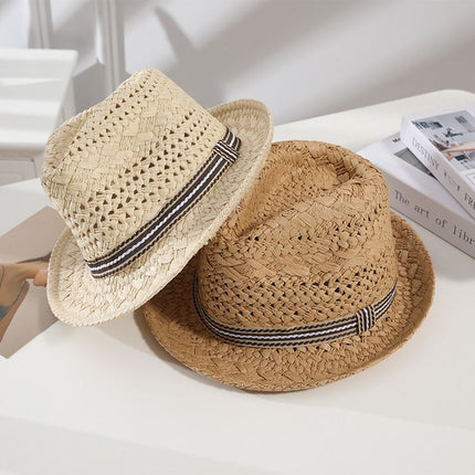 Straw Hat Summer Sun Protection Khaki Beige Children 52-54cm