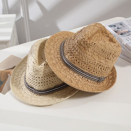 Straw Hat Summer Sun Protection Khaki Beige Children 52-54cm