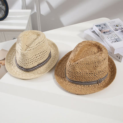 Straw Hat Summer Sun Protection Khaki Beige Children 52-54cm