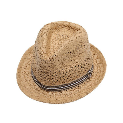 Straw Hat Summer Sun Protection Khaki Beige Children 52-54cm