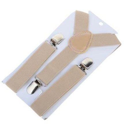 Children Y Strap 3 Clips Adjustable Polyester Beige Size: one size(adjustable); Product type: suspenders; Size reference: width: 2.5cm - 3.5cm; length: 90cm - 120cm (stretchable)
