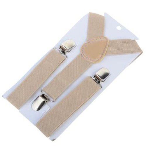 Children Y Strap 3 Clips Adjustable Polyester Beige Size: one size(adjustable); Product type: suspenders; Size reference: width: 2.5cm - 3.5cm; length: 90cm - 120cm (stretchable)