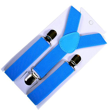 Children Y Strap 3 Clips Adjustable Polyester sky blue Size: one size(adjustable); Product type: suspenders; Size reference: width: 2.5cm - 3.5cm; length: 90cm - 120cm (stretchable)