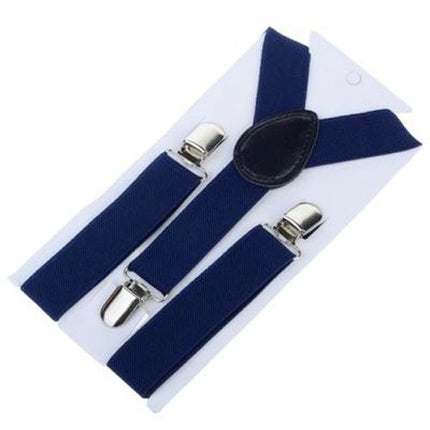 Children Y Strap 3 Clips Adjustable Polyester navy blue Size: one size(adjustable); Product type: suspenders; Size reference: width: 2.5cm - 3.5cm; length: 90cm - 120cm (stretchable)