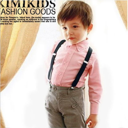 Children Y Strap 3 Clips Adjustable Polyester navy blue Size: one size(adjustable); Product type: suspenders; Size reference: width: 2.5cm - 3.5cm; length: 90cm - 120cm (stretchable)