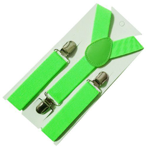 Children Y Strap 3 Clips Adjustable Polyester fluorescent green Size: one size(adjustable); Product type: suspenders; Size reference: width: 2.5cm - 3.5cm; length: 90cm - 120cm (stretchable)