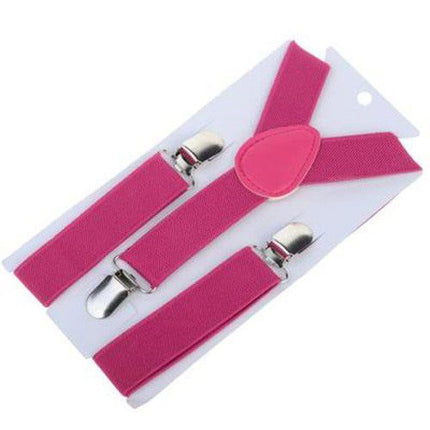 Children Y Strap 3 Clips Adjustable Polyester rose red Size: one size(adjustable); Product type: suspenders; Size reference: width: 2.5cm - 3.5cm; length: 90cm - 120cm (stretchable)